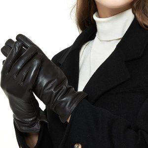 Womens Italian Genuine Lambskin Leather Winter Gloves Cashmere or Fleece Lined